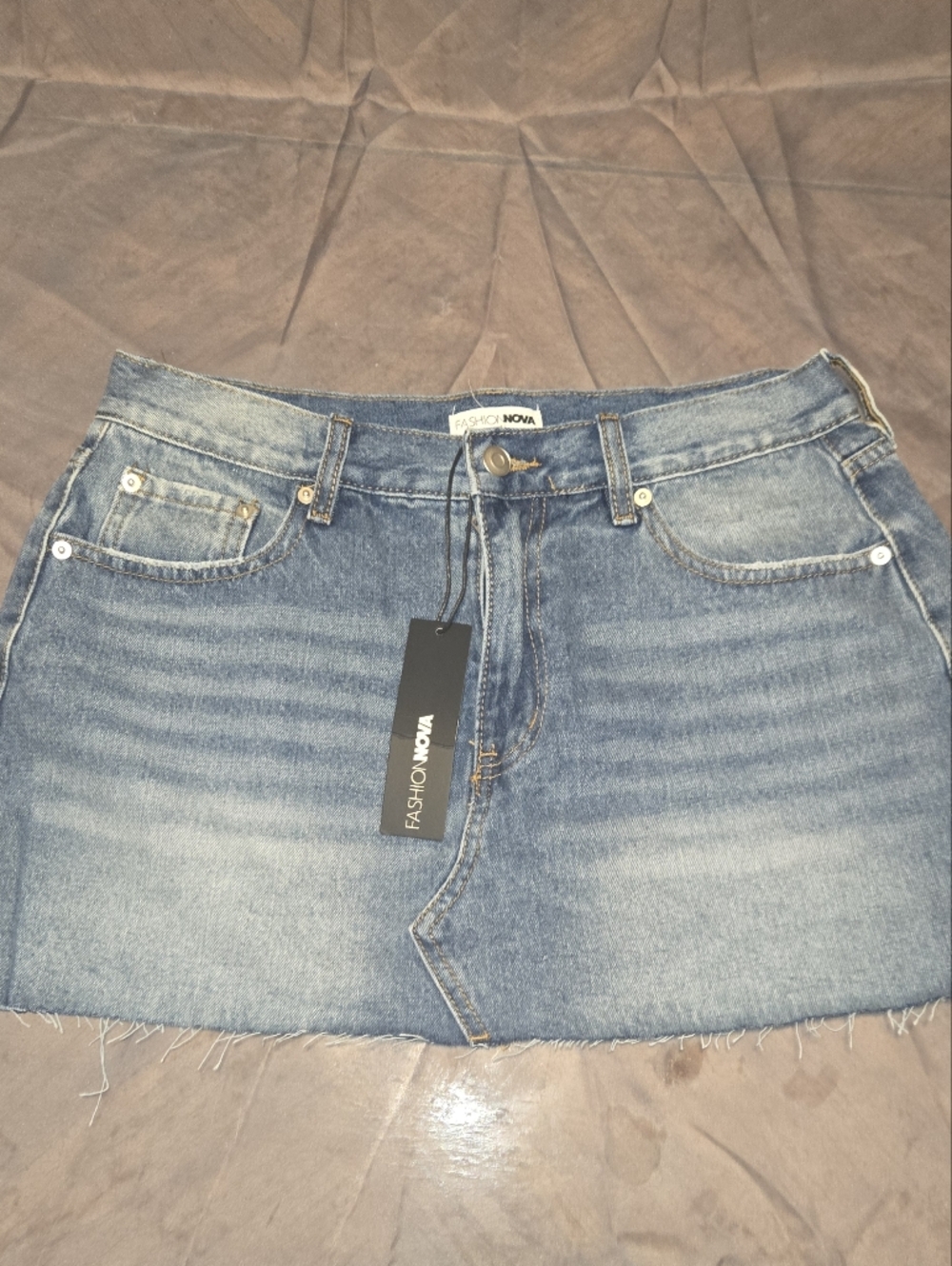 Fashion Nova Light Wash Denim Mini Skirt